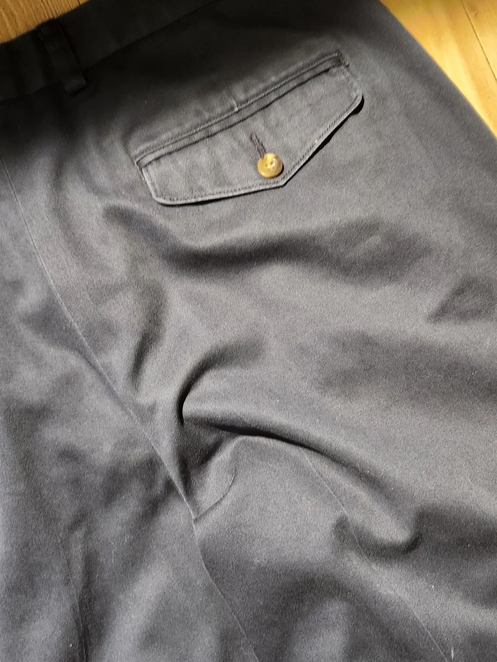 L.L.Bean Men's Dress Pants Navy Blue Pleated 100% Cotton Size 36 Cuffed